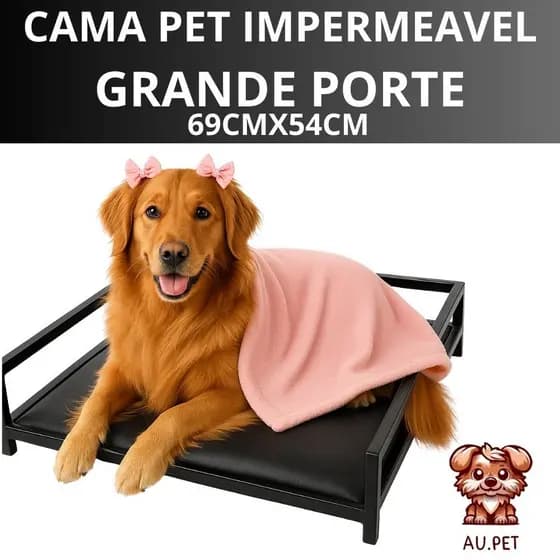 Cama Pet Impermeável 65x50cm com Almofada + Manta Macia para Cães e Gatos