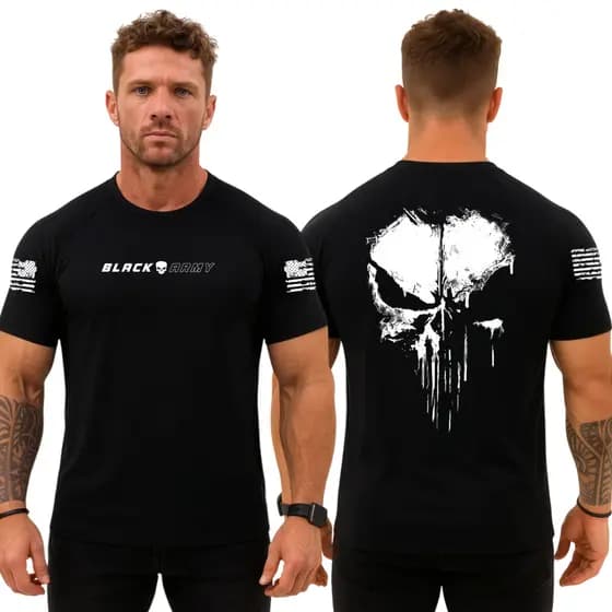 Camiseta Dry Fit Masculina Original Caveira Justiceiro Sombrio Treino Black Army