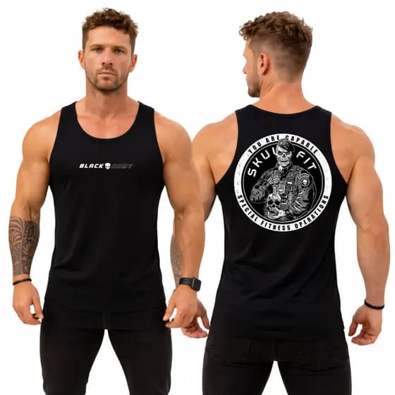 Camiseta Regata Dry Fit Original Masculina Caveira Skull Fit Black Army