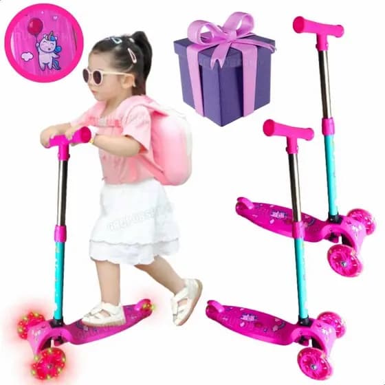 Kit com 2 Patinetes Infantil com LED Infantil Presente Menino Aniversário Natal Dia das Crianças
