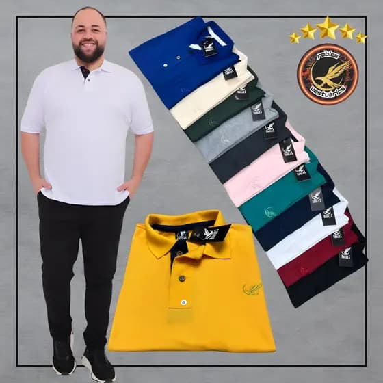 Blusa Gola Polo ROBLES Camisa Masculina Plus Size G1 G2 G3 Piquet 30.1 Premium