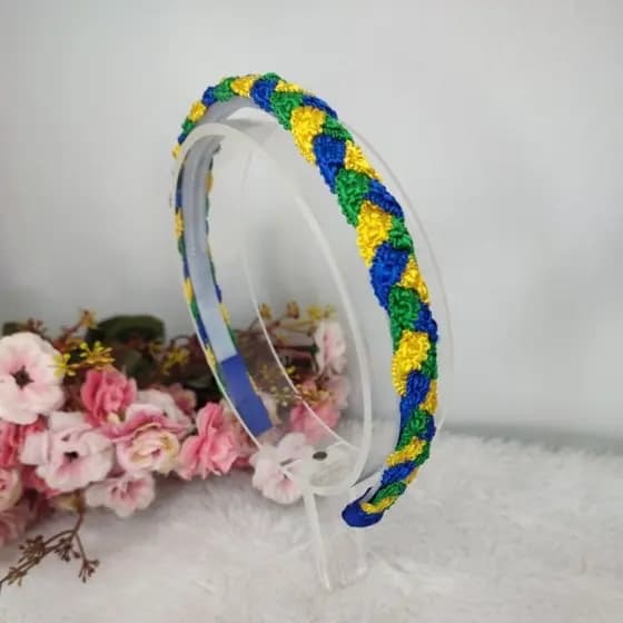 tiara arco dentinho Brasil torcida brasileira laço Brasil laço Brasil acessório de cabelo Brasil