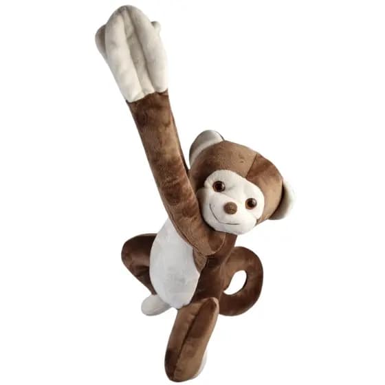 Urso pelúcia selva safari macaco 35cm com velcro nas mãos bebê menino silicone puro