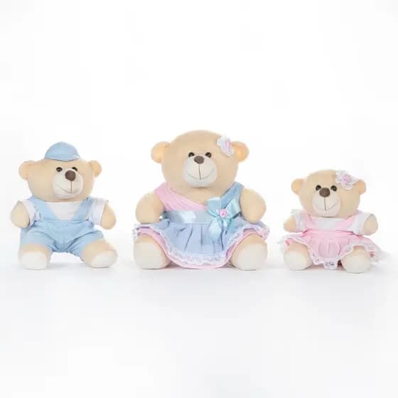 Trio PMG chá revelação ursinho pelucia decoracao menino ou menina
