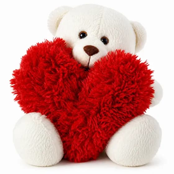 Urso de Pelúcia Coração Felpudo Vermelho 30cm Presente Romântico Dia dos Namorados Decoração