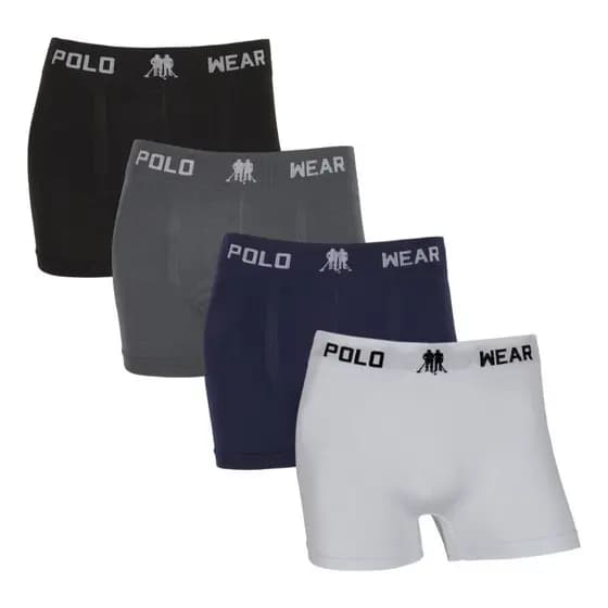 Kit Cuecas Boxer Polo Wear Original Microfibra Sem Costura Masculina Confortável
