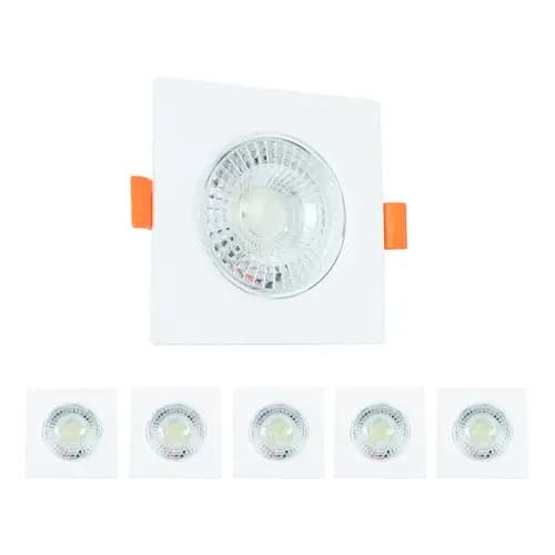 Spot Luminária Led 7w Direcionável Quadrado Branco Frio Teto