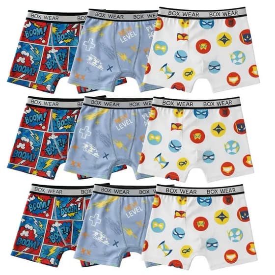 Cuecas Infantil Boxer Box Microfibra Estampada Confortável Sem Costura