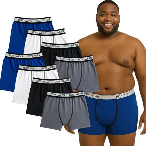 Kit Cuecas Boxer Masculina Microfibra Plus Size Extra Grande Confortável Box Wear
