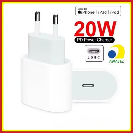 Carregador iPhone Turbo 20W original Fonte Tomada Tipo C Turbo com Cabo Lightning para iPhones