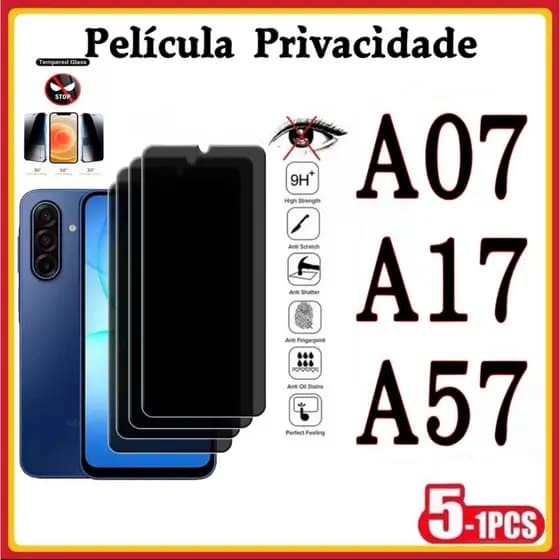 Película Privacidade 3D Vidro Temperado Anti Spy Pra Samsung A07 A17 A57
