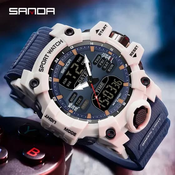 Marca De Luxo Relógios Masculinos 50M À Prova Dwaterproof Água Esportes Militar Relógio Digital Quartzo Pulso Para SANDA