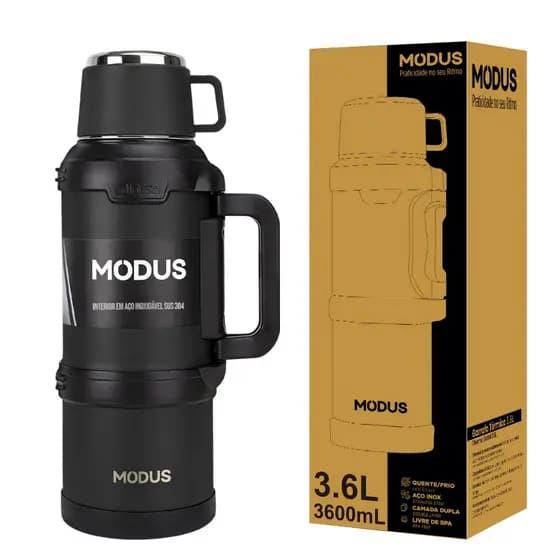 MODUS Garrafa Térmica Galão Térmico 3.6L Aço Inoxidável 304 Grande Capacidade Quente e Frio