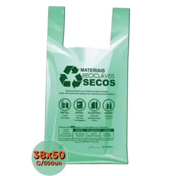 Sacola Plástica Ecológica Biodegradável Prefeitura 38x50 C/500un