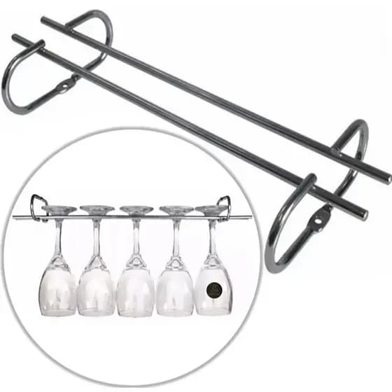 1 Suporte Porta Taças Reto Gourmet 25cm Cromado De Armário