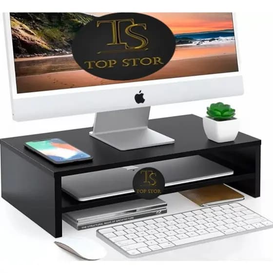 Suporte Base para Monitor Duplo Prateleira Home Office Preto A Pronta Entrega