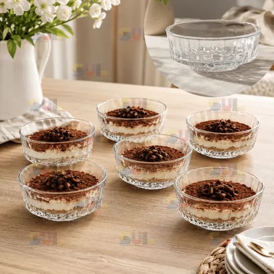 Jogo 6 Taças Sobremesa FORJADO em Vidro Tigela Bowl Sorvete Doces Vidro Decoração Cozinha Louça