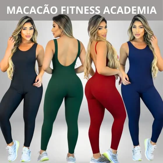 Macacão Longo Feminino Legg Fitness Academia com Costas Nua