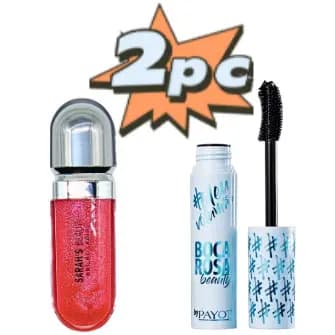 KIT Sarah's Beauty Brilho Labial +Boca Rosa Máscara de Cílios Meu Volumão By Payot