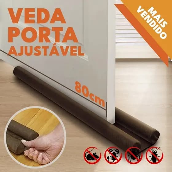Kit Porta Proteção Ajustável Protetor de Porta Rolinho Duplo 80cm Comprimento Anti poeira