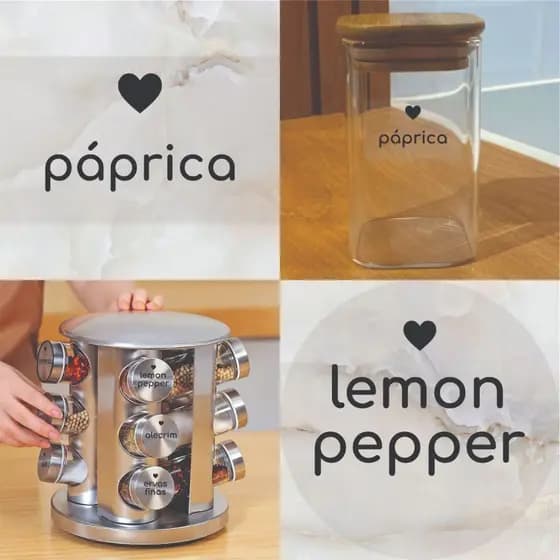 KIT 86 ADESIVOS Decorativos Organizadores de Cozinha para Potes de Tempero e Despensa