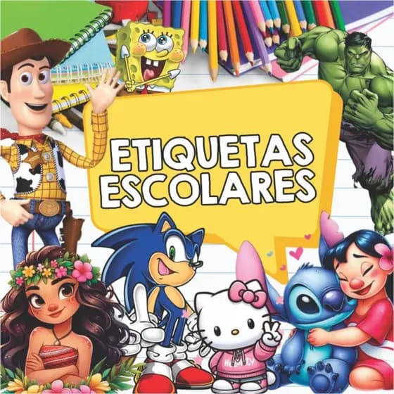 100 Etiquetas Temáticas Personalizadas Escolares Personalizadas para Lápis e Cadernos - Brancas