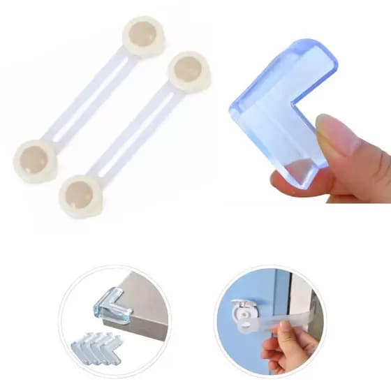 Trava Gaveta Armário Geladeira Porta + Protetor de Quina