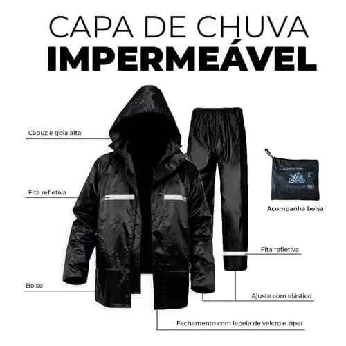 Capa De Chuva Conjunto Completo Motoqueiro Motoboy Com Faixa Refletiva