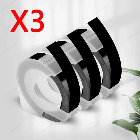 3 Unidades De Recarga De Fita De Etiqueta De Gravação De Plástico 3D 9 Mm x 3 M Preta , Compatível Com Fabricante De Eti