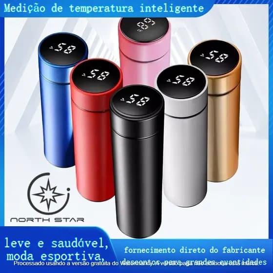Garrafa Térmica Inox 500ml com Termômetro LED - Estilo Moderno e Isolamento Superior
