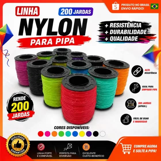 linha de nylon 200 jardas 12 unidades apronta entrega 0.40