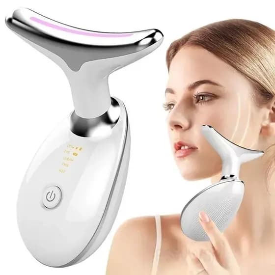 Massageador Portátil Beleza Pele e Pescoço Firme Led Vibração Fóton Anti-Rugas