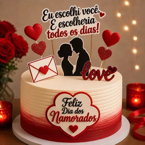 Topo/Topper de Bolo Dia dos Namorados