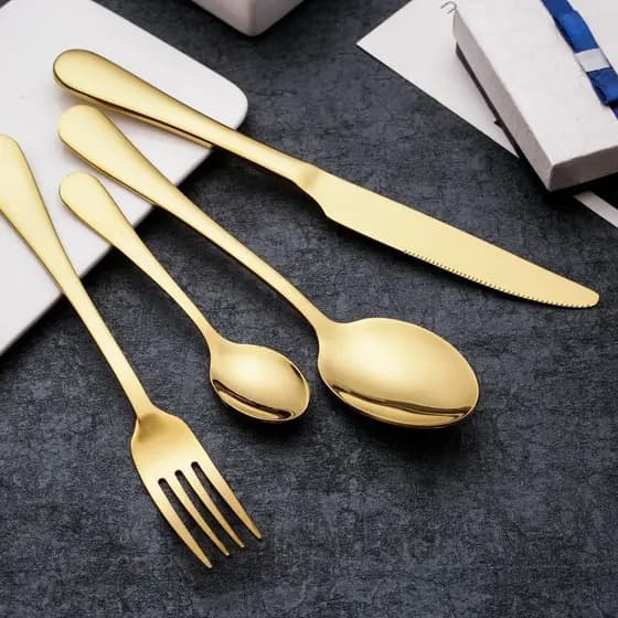 Conjunto de talheres de aço inoxidável de 24 peças Conjunto de talheres de luxo da série Gilt