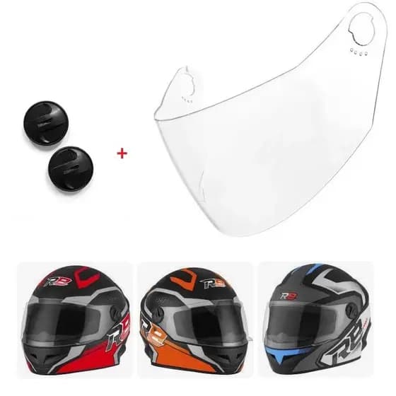 Viseira Cristal Capacete R8 Protork + 2 Reparo Da Viseira