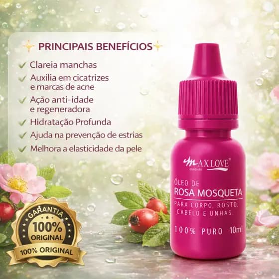 Óleo de Rosa Mosqueta 100% puro 30ml - Max Love