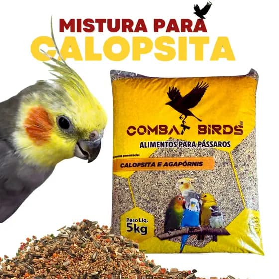 5kg Nutrição Premium Mix Sementes Balanceadas para Calopsita Óleo e Mel Combat Birds