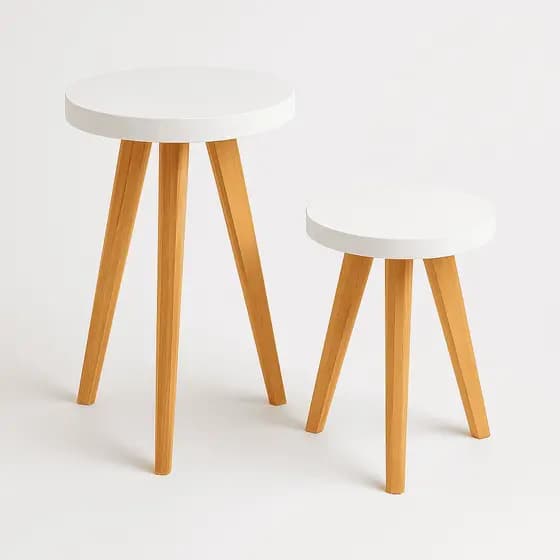 Mini Mesa de Apoio MDF Pé Palito Pinus | Decore Sala Quarto Jardim