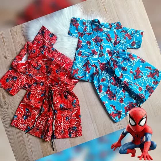 CONJUNTO MAURICINHO TEMÁTICO HOMEM ARANHA VERMELHO E AZUL