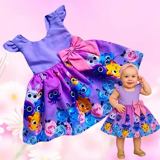 VESTIDO INFANTIL BOLOFOS LILÁS 1 A 2 ANOS