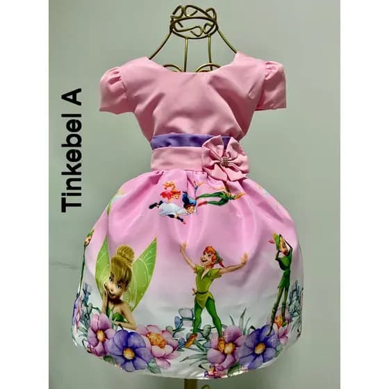 VESTIDO INFANTIL TEMÁTICO TINKER BELL SININHO FESTA