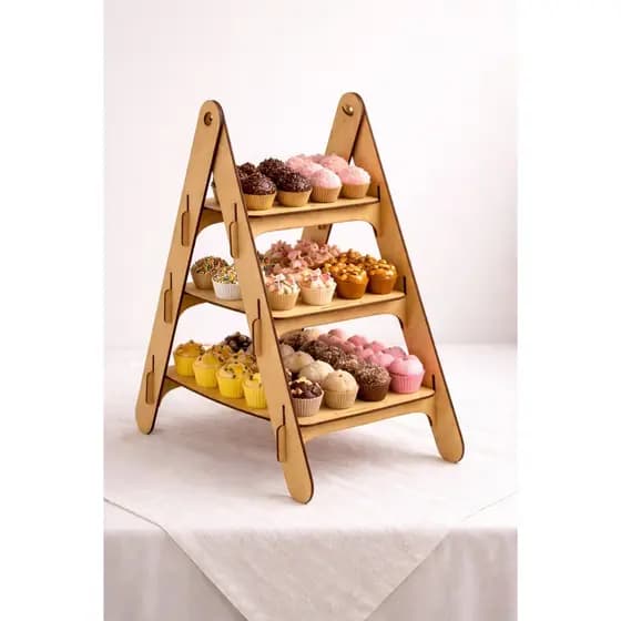 Escada De Mesa Desmontavel De Mdf Decorativa e Suporte Para Doces E Lembrançinhas
