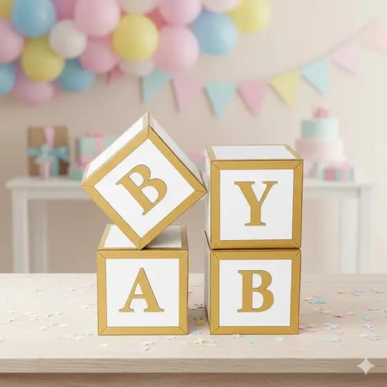 Jogo 4 Cubos Baby 20x20 Decoração Chá de Bebê