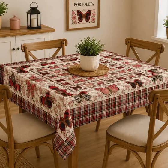Toalha de Mesa Decorativa 4 a 6 Lugares Para Mesa de Cozinha Jantar Retangular Estampada Resistente