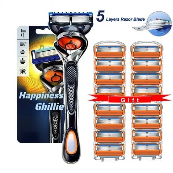 Barbeador Manual Compatível Com Gillette Fusion 5 ProGlide-design Ergonômico , 5 Lâminas Deslizantes Suavemente