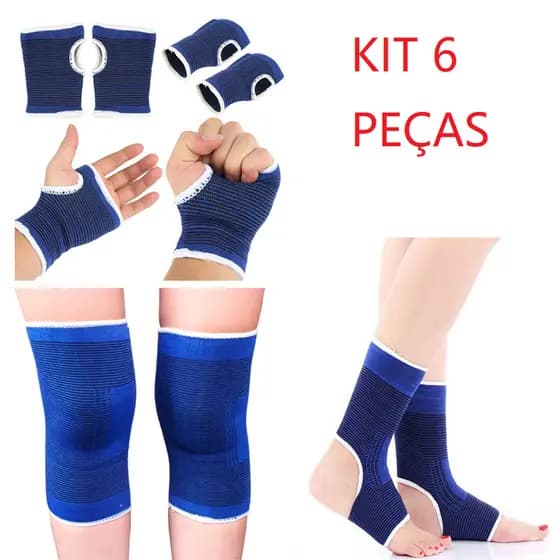 Munhequeira Tornozeleira Joelheira Kit Completo Com Total De 6 Peças