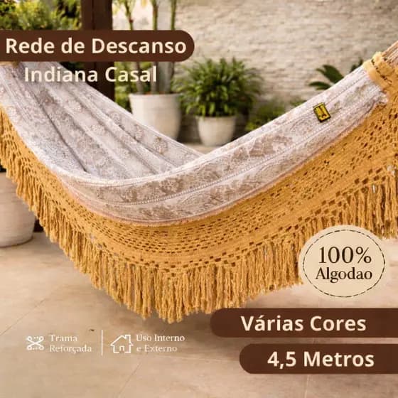 Rede Gigante 4,20x1,60 de Dormir Casal Grandona | Artesanal Reforçada | Suporta Até 300kg