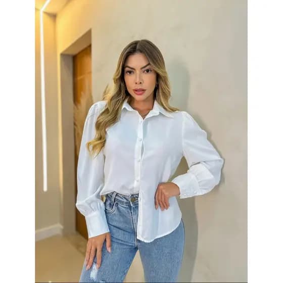 Camisa Social feminina manga longa branca Camisa Branca Feminina