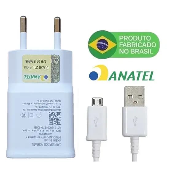 Carregador V8 Compatível J2 Prime J4 J5 Prime J6 J7 Prime J8 A01 Core A02 Core A03 A10S Carregador Micro USB Turbo