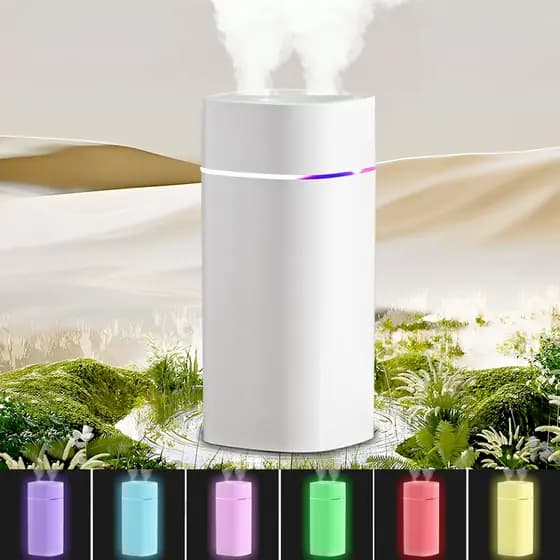 Umidificador De Ar Portátil 2 Difusor Humidificador Aromatizador Diffusers Para Quarto Com Luzes Noturnas De 7 Cores